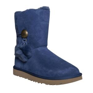 UGG Bailey Button 'Puff Dark Denim' Winter Boot Size 6
